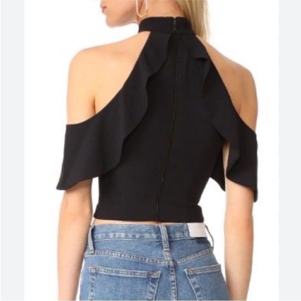 Alice + Olivia Black Cold Shoulder Crop Top, XS - Picture 2 of 6